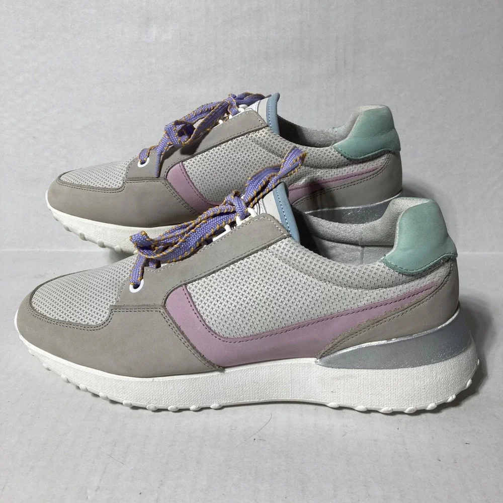 NWOB Bull boxer Women's Caroline Sneaker Shoes Grey Green‎ Pink size 10 M